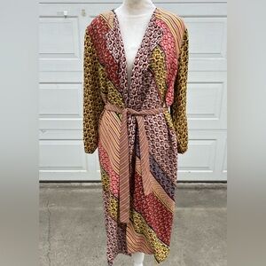 Women's CAbi  Long Poet Belted Flowy Robe Style Jacket Cardigan boho Size Small